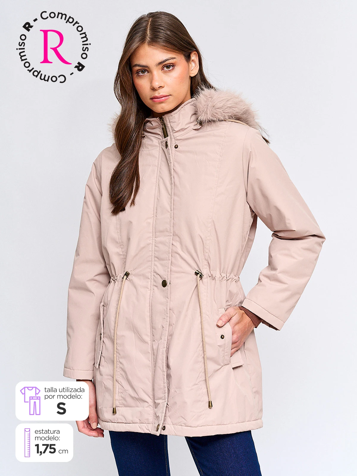 PARKA MUJER AZIZ LARGA FORRADA GORRO - 1