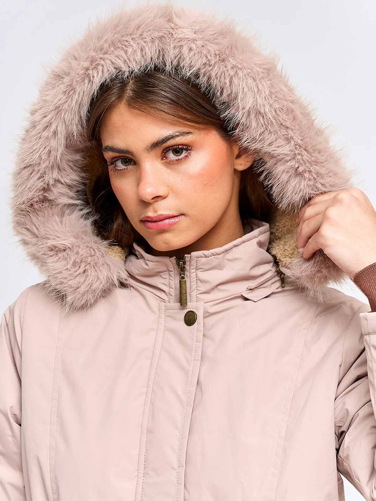 PARKA MUJER AZIZ LARGA FORRADA GORRO - 3