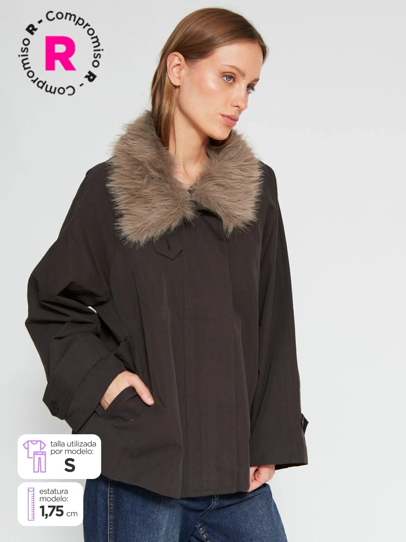 CHAQUETA MUJER MARQUIS ALGODÓN TRENCH CUELLO PELOS - 1