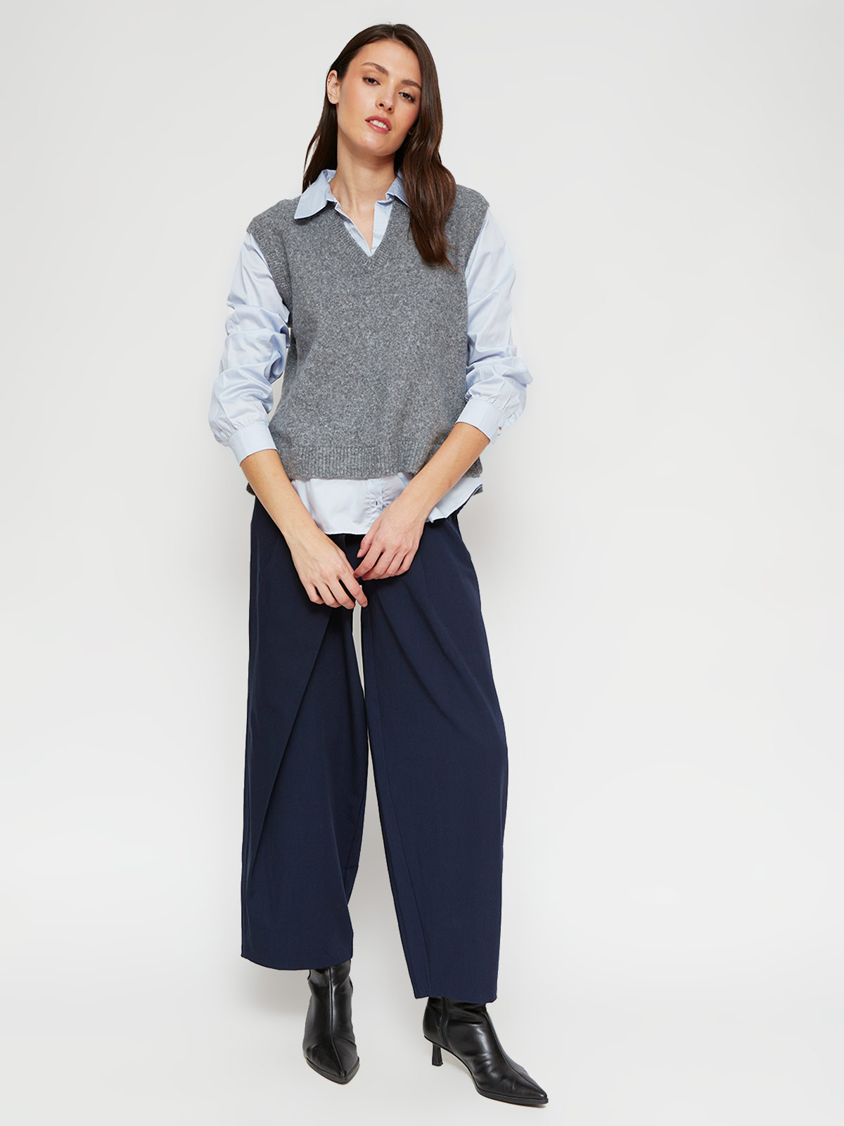 SWEATER MUJER CACHAREL LANA SIN MANGAS CON BLUSA - 4