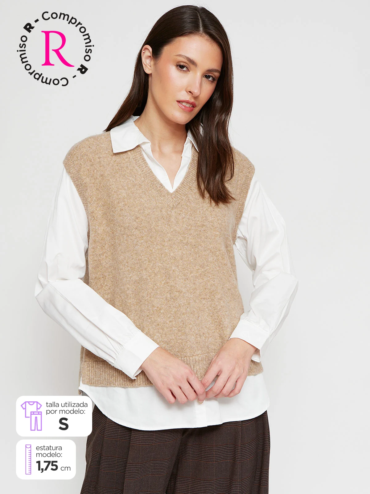 CACHAREL SWEATER MUJER CACHAREL LANA SIN MANGAS CON BLUSA