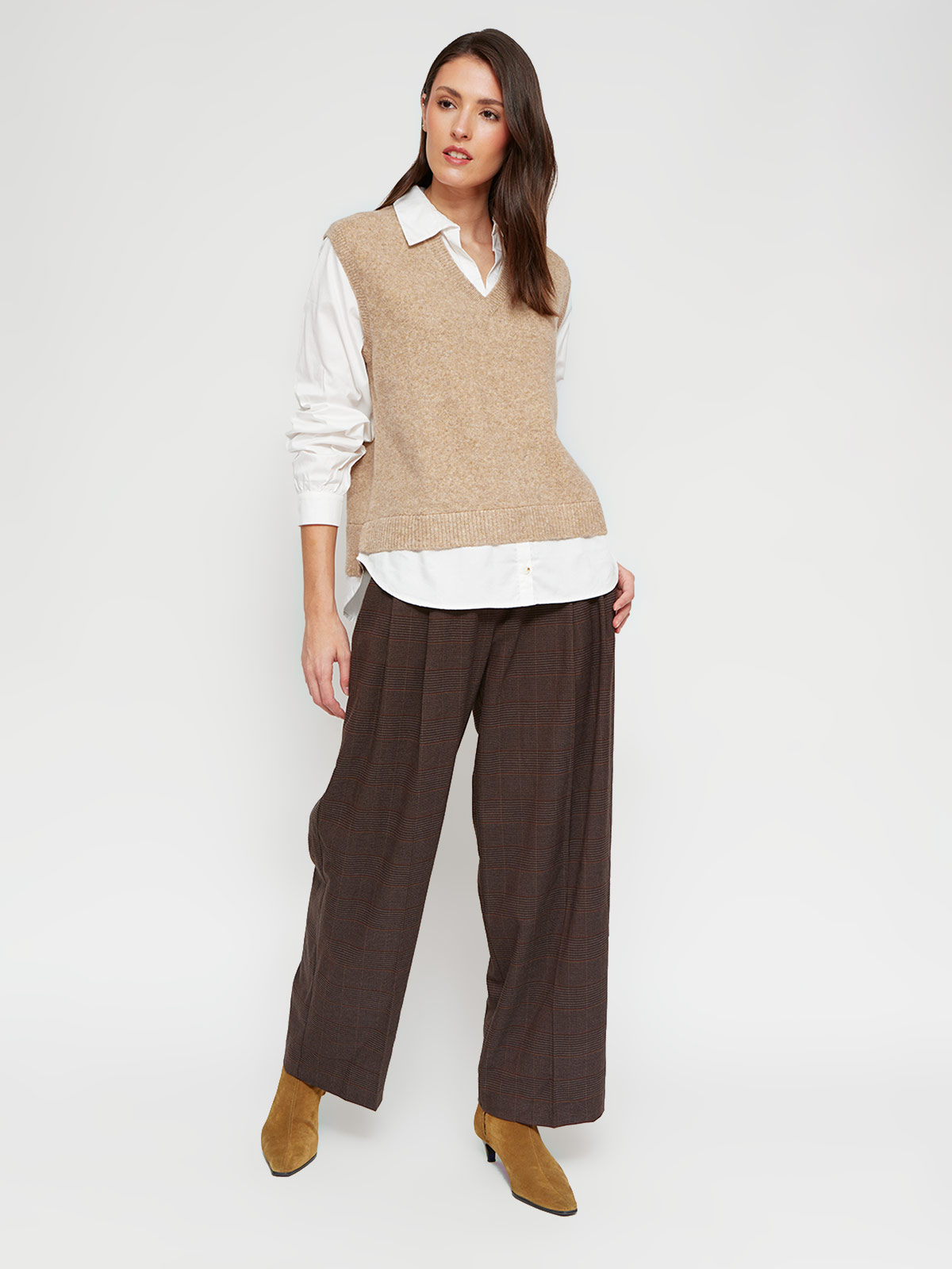 SWEATER MUJER CACHAREL LANA SIN MANGAS CON BLUSA - 4