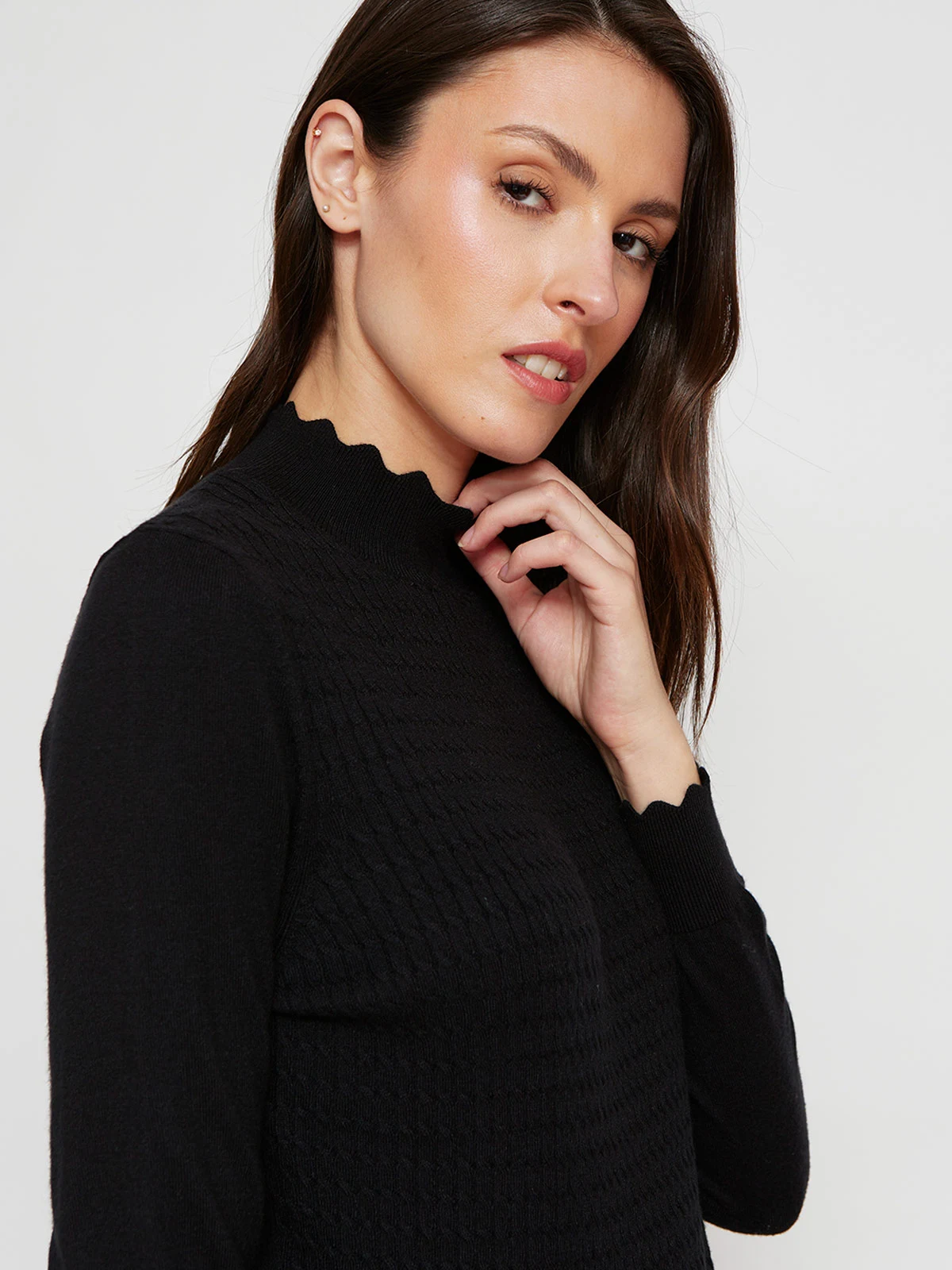 SWEATER MUJER CACHAREL CUELLO MOCK MANGA LARGA TEXTURA - 3