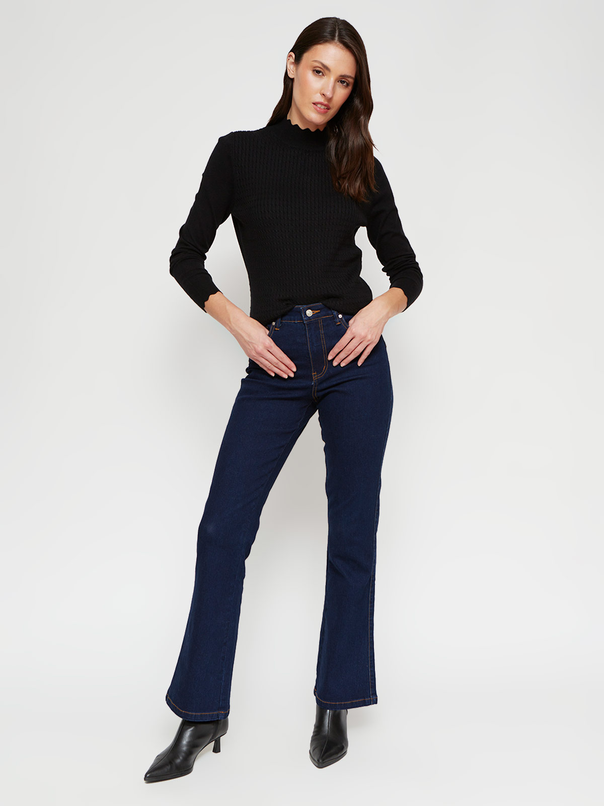 SWEATER MUJER CACHAREL CUELLO MOCK MANGA LARGA TEXTURA - 4