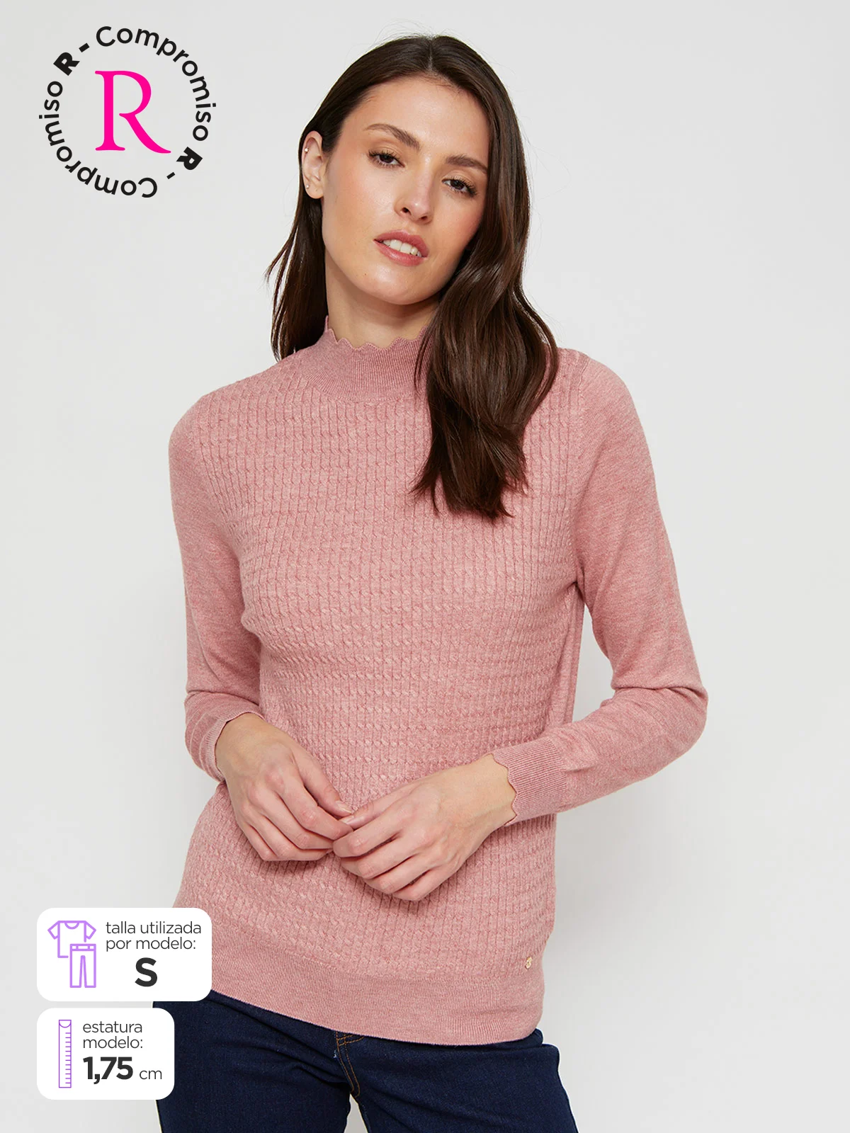 SWEATER MUJER CACHAREL CUELLO MOCK MANGA LARGA TEXTURA - 1