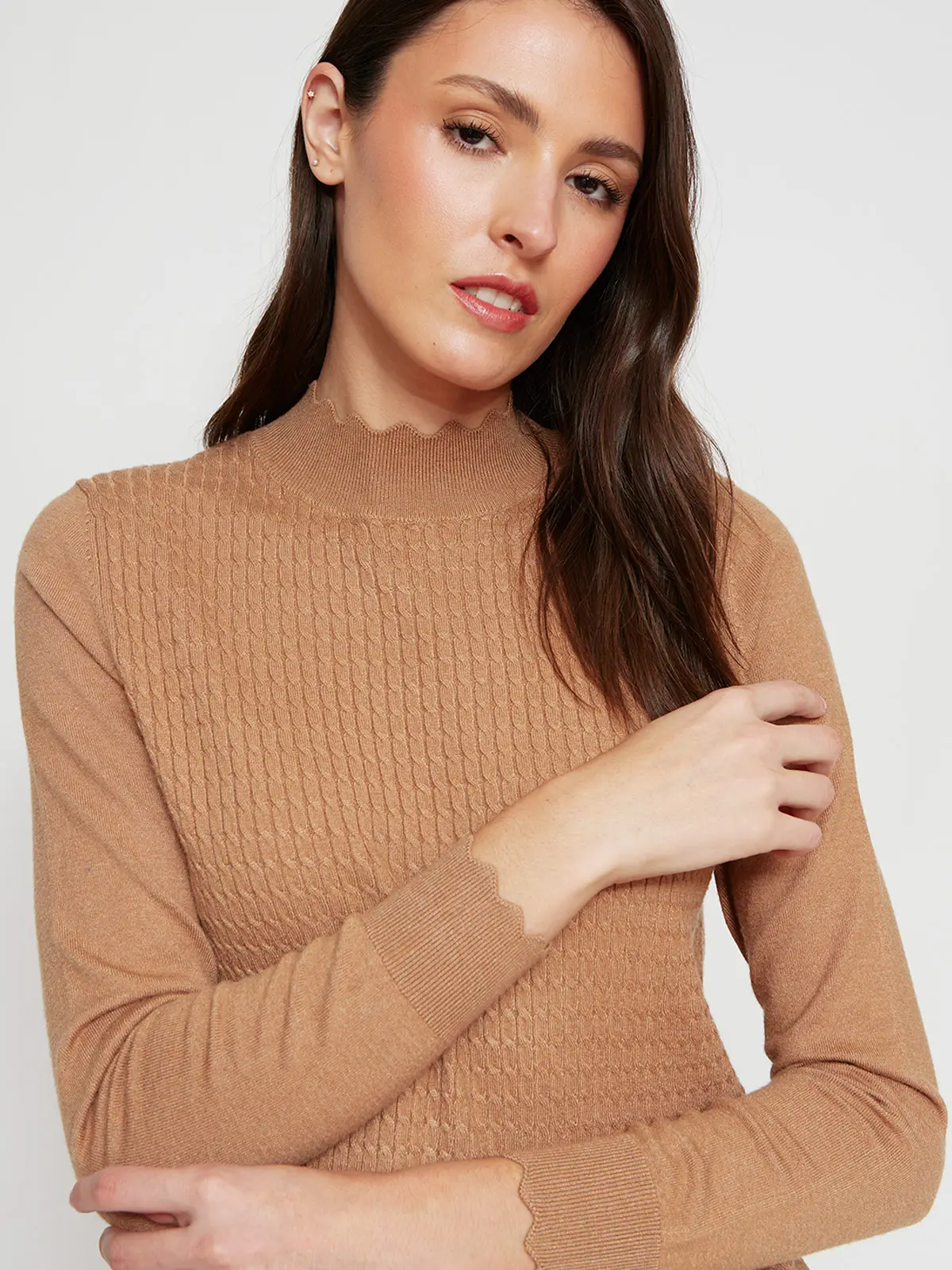 SWEATER MUJER CACHAREL CUELLO MOCK MANGA LARGA TEXTURA - 3
