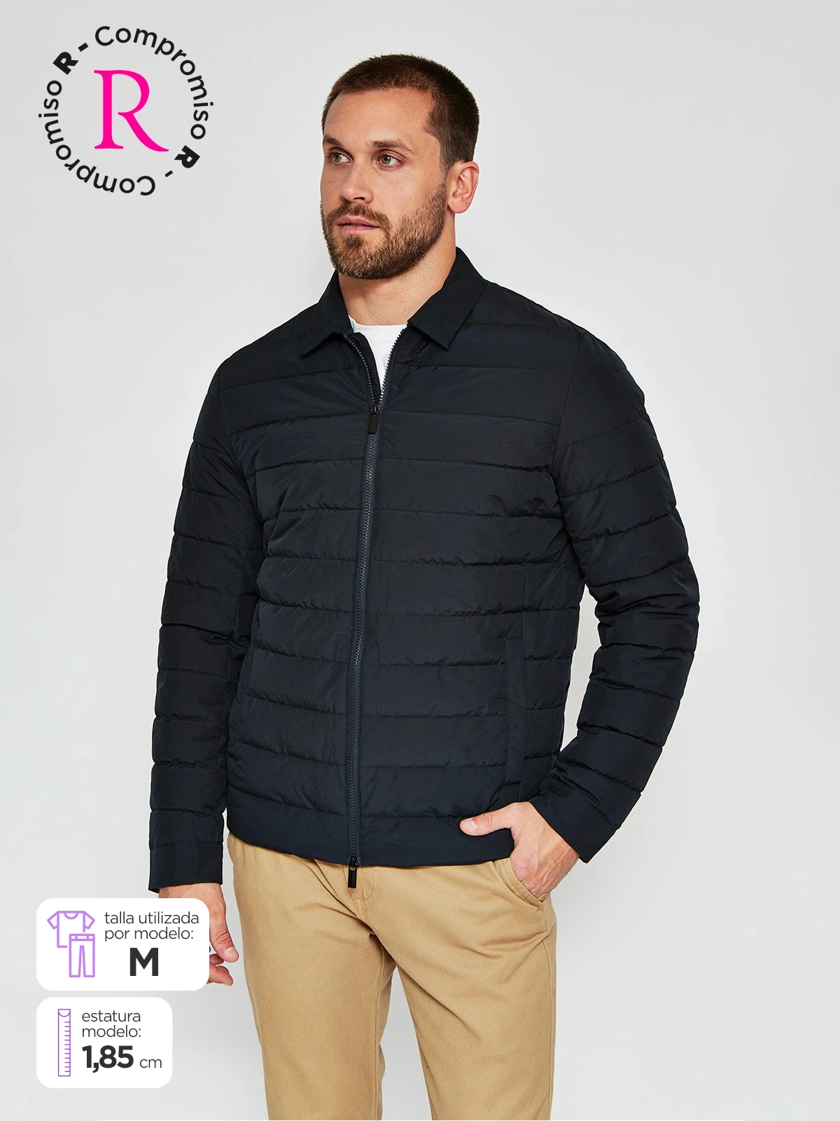 PARKA HOMBRE CACHAREL PLUMA CUELLO CAMISERO - 1
