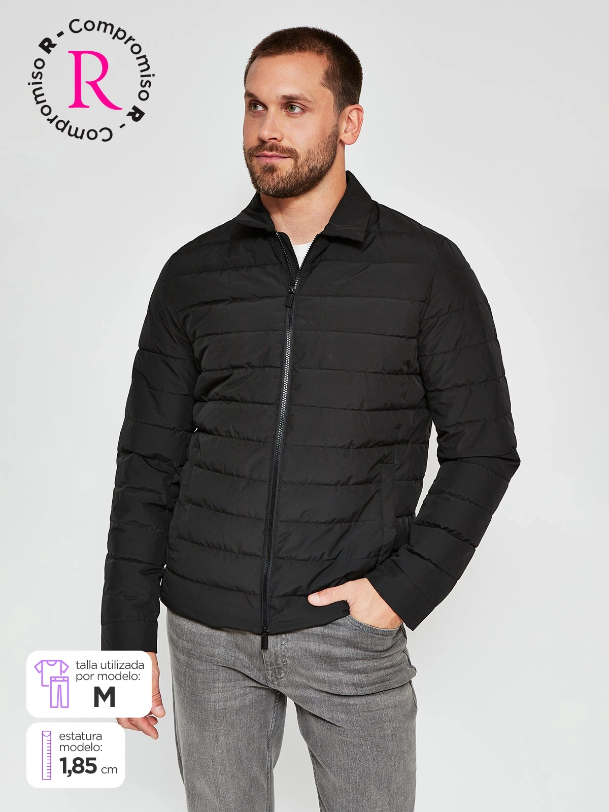 PARKA HOMBRE CACHAREL PLUMA CUELLO CAMISERO - 1