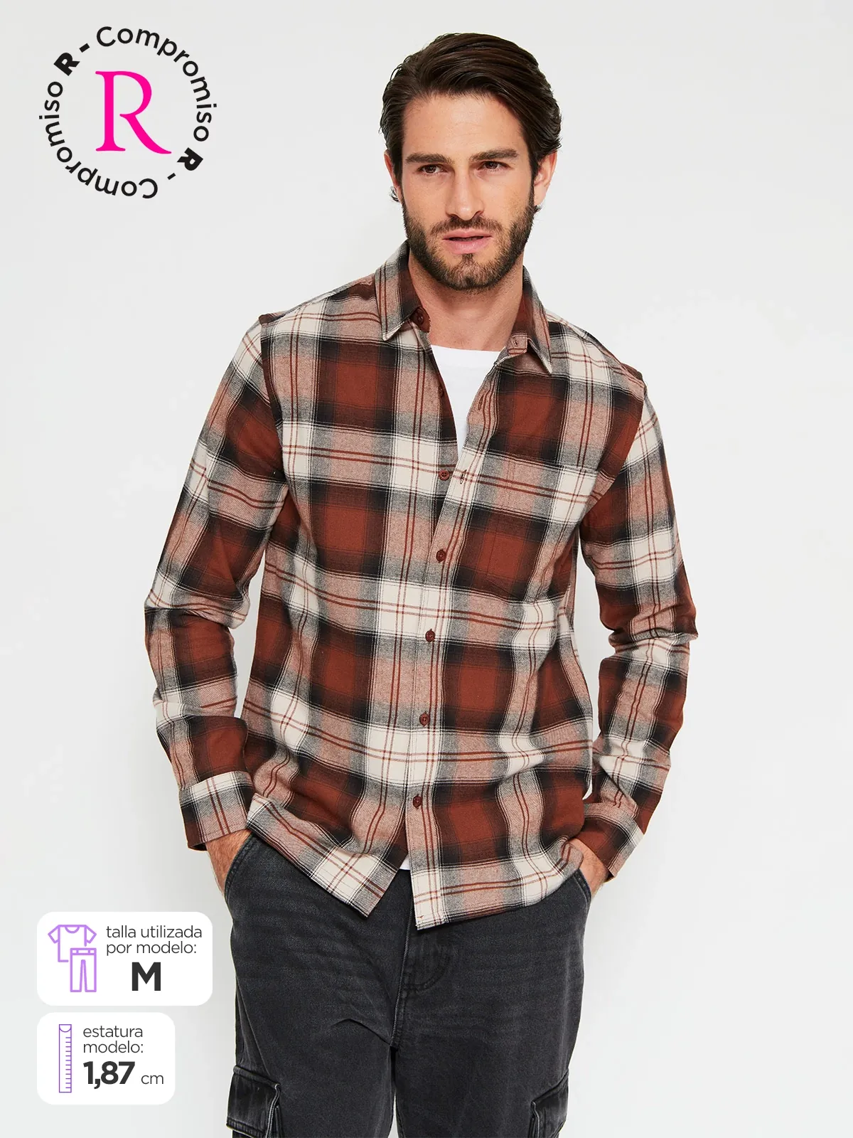 CAMISA HOMBRE AEROPOSTALE ALGODÓN MANGA LARGA FRANELA - 1