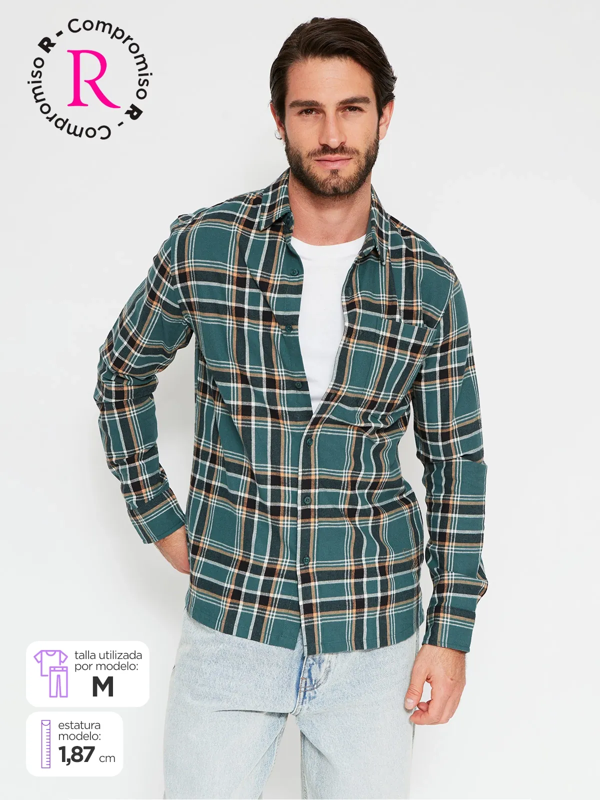 CAMISA HOMBRE AEROPOSTALE ALGODÓN MANGA LARGA FRANELA - 1