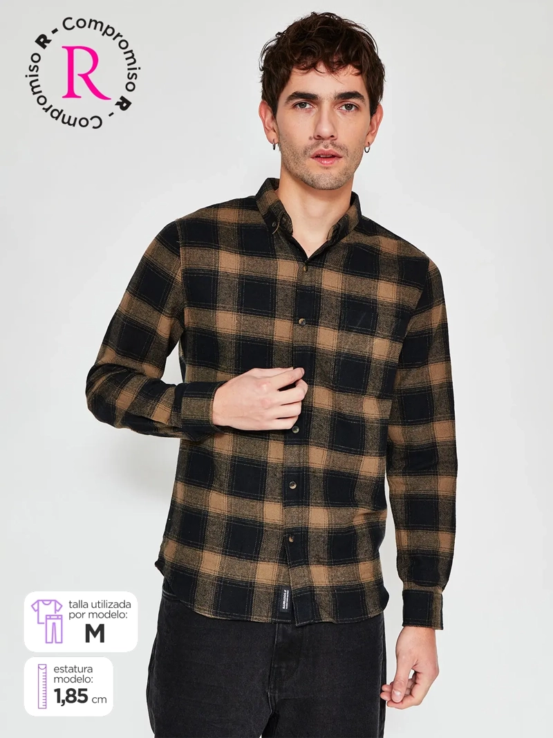 CAMISA HOMBRE BARBADOS ALGODÓN MANGA LARGA FRANELA - 1