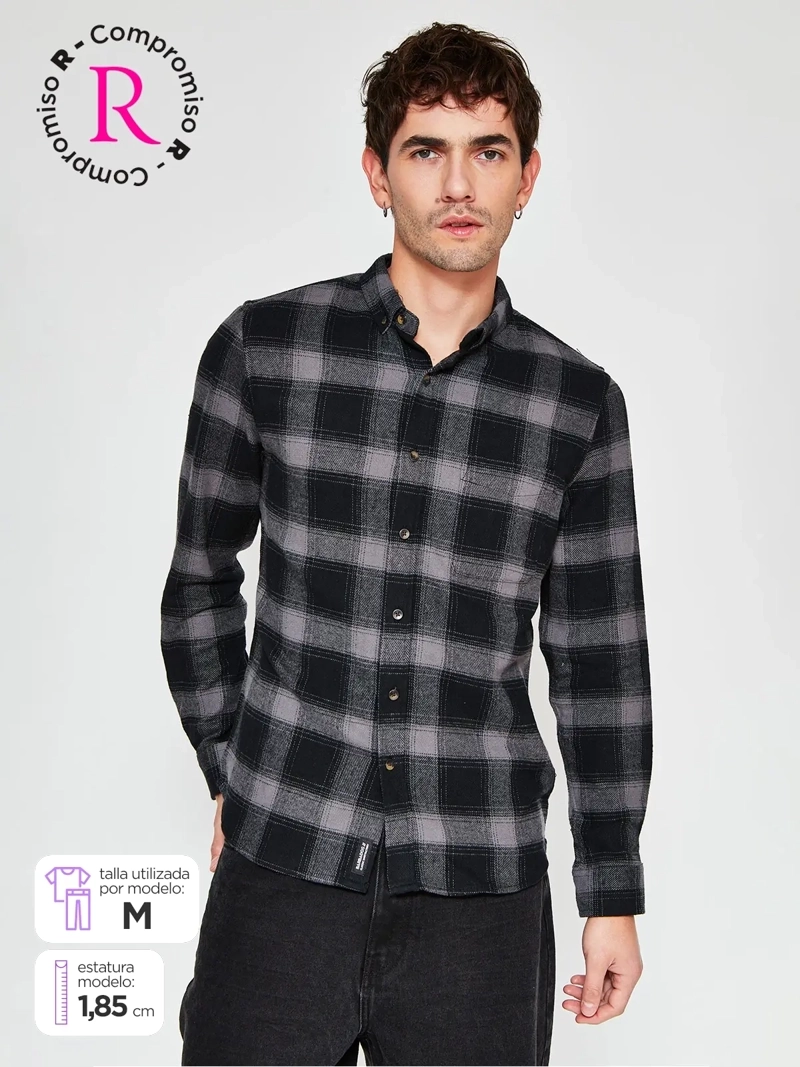 CAMISA HOMBRE BARBADOS ALGODÓN MANGA LARGA FRANELA - 1