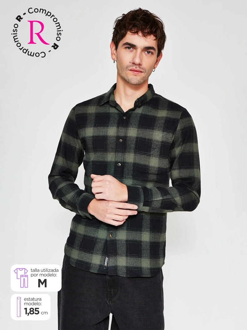 CAMISA HOMBRE BARBADOS ALGODÓN MANGA LARGA FRANELA - 1