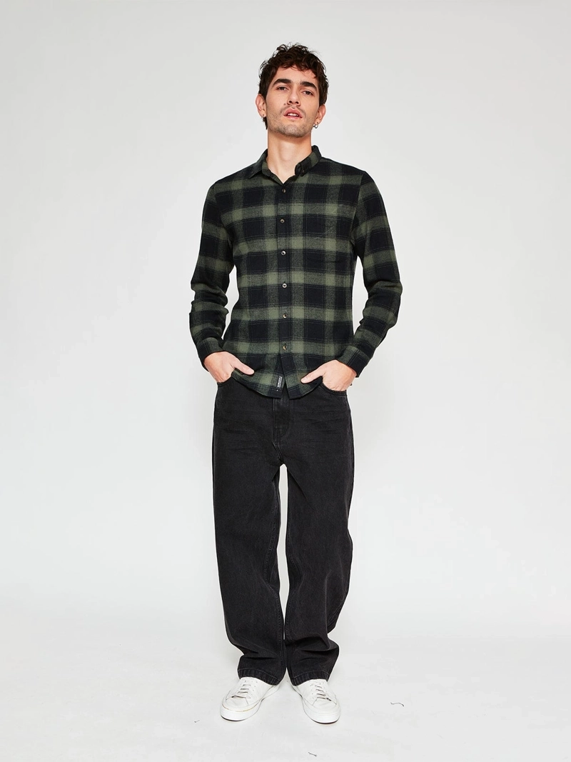 CAMISA HOMBRE BARBADOS ALGODÓN MANGA LARGA FRANELA - 4