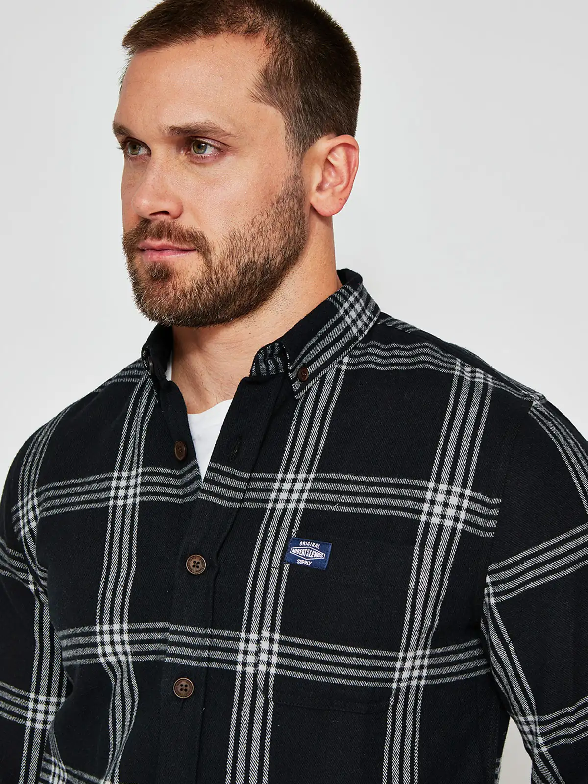 CAMISA HOMBRE ROBERT LEWIS MANGA LARGA FRANELA - 3