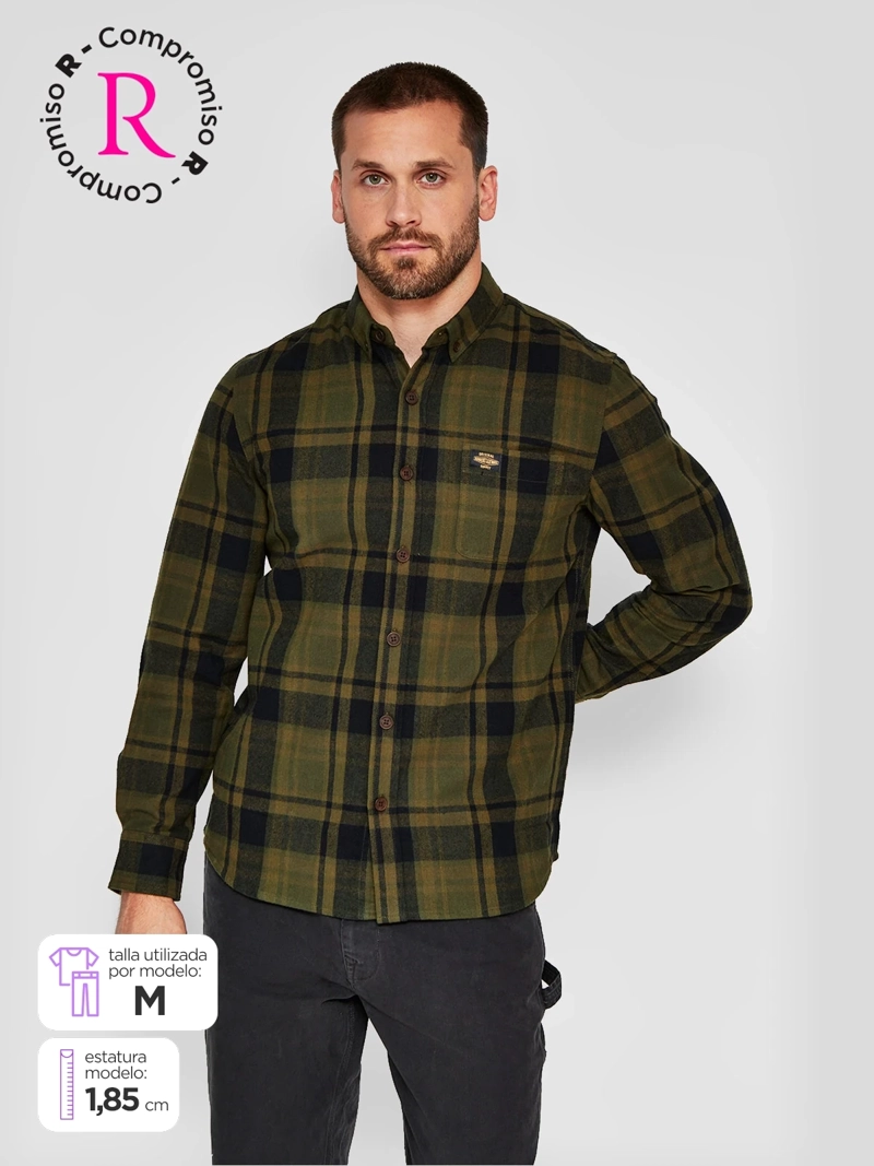 CAMISA HOMBRE ROBERT LEWIS MANGA LARGA FRANELA - 1