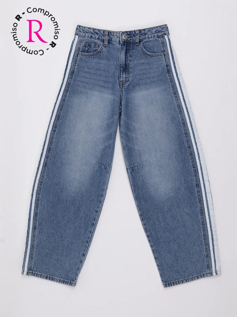JEANS BARREL FIT NIÑA INDEX TEEN FRANJAS LATERALES - 1