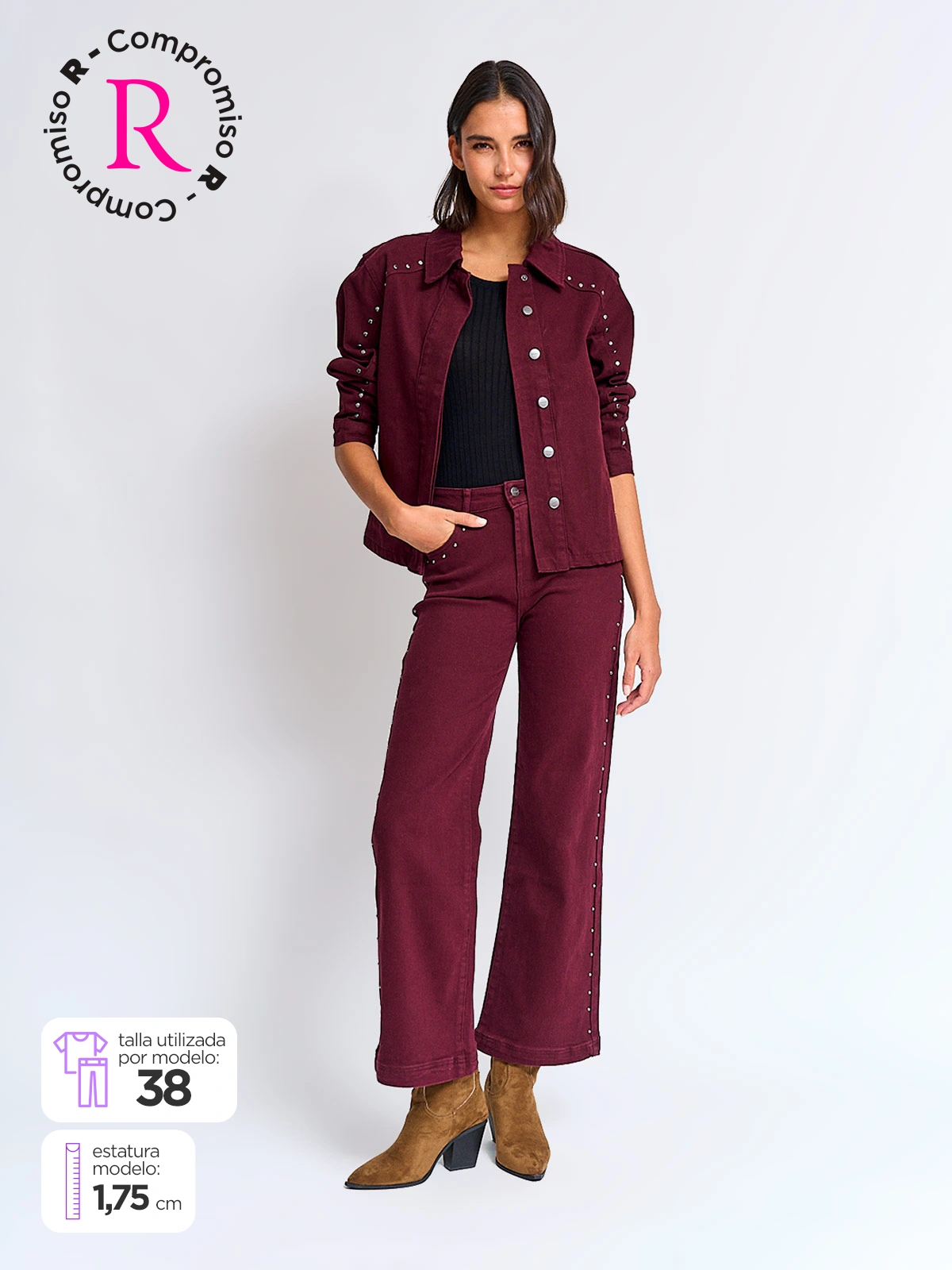 JEANS MUJER TATIENNE ALGODÓN RECTO TACHAS - 1