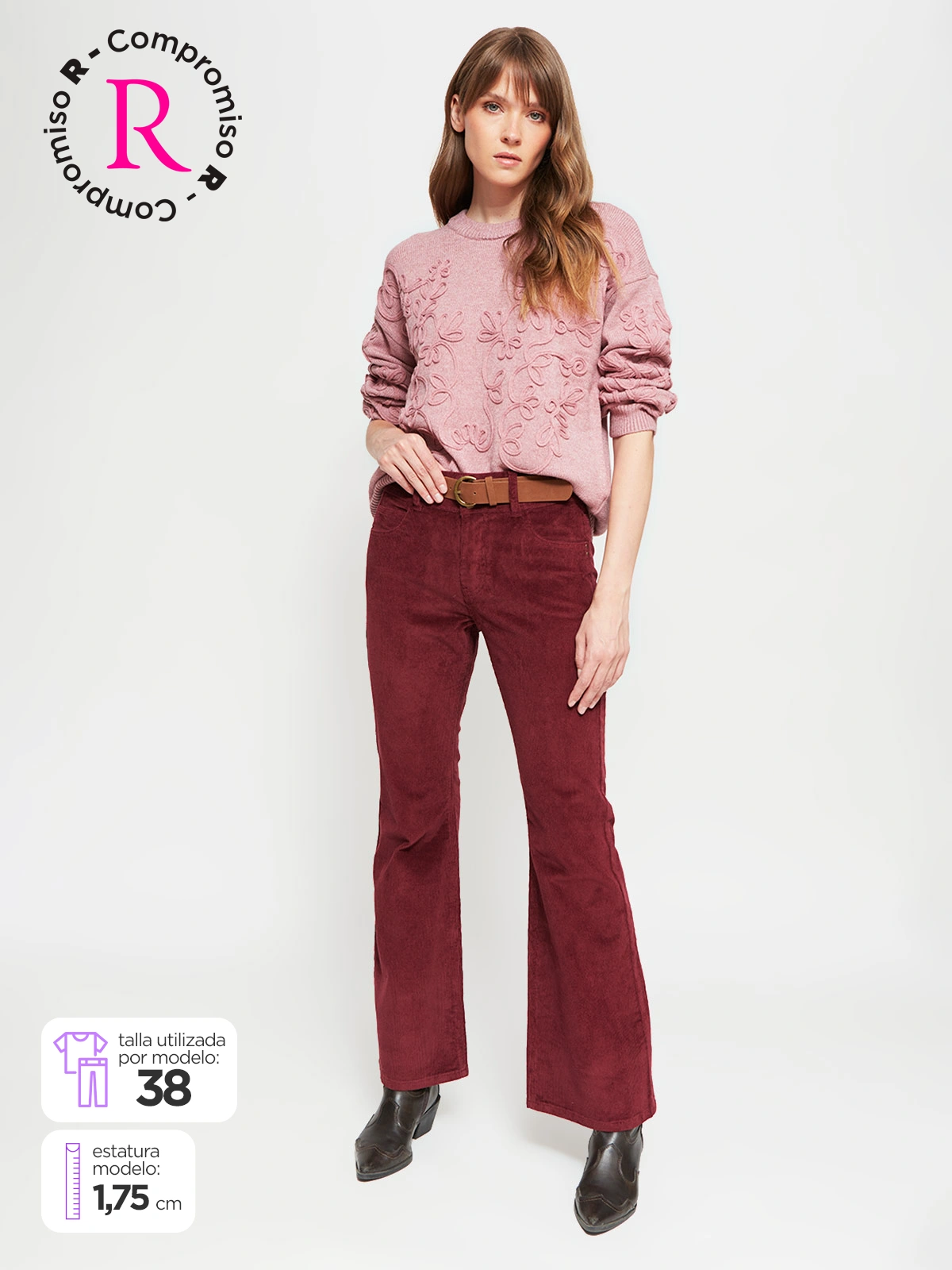 PANTALÓN MUJER TATIENNE ALGODÓN FLARE COTELÉ - 1