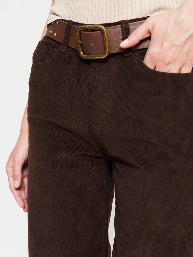 PANTALÓN MUJER TATIENNE ALGODÓN WIDE LEG COTELÉ - 4