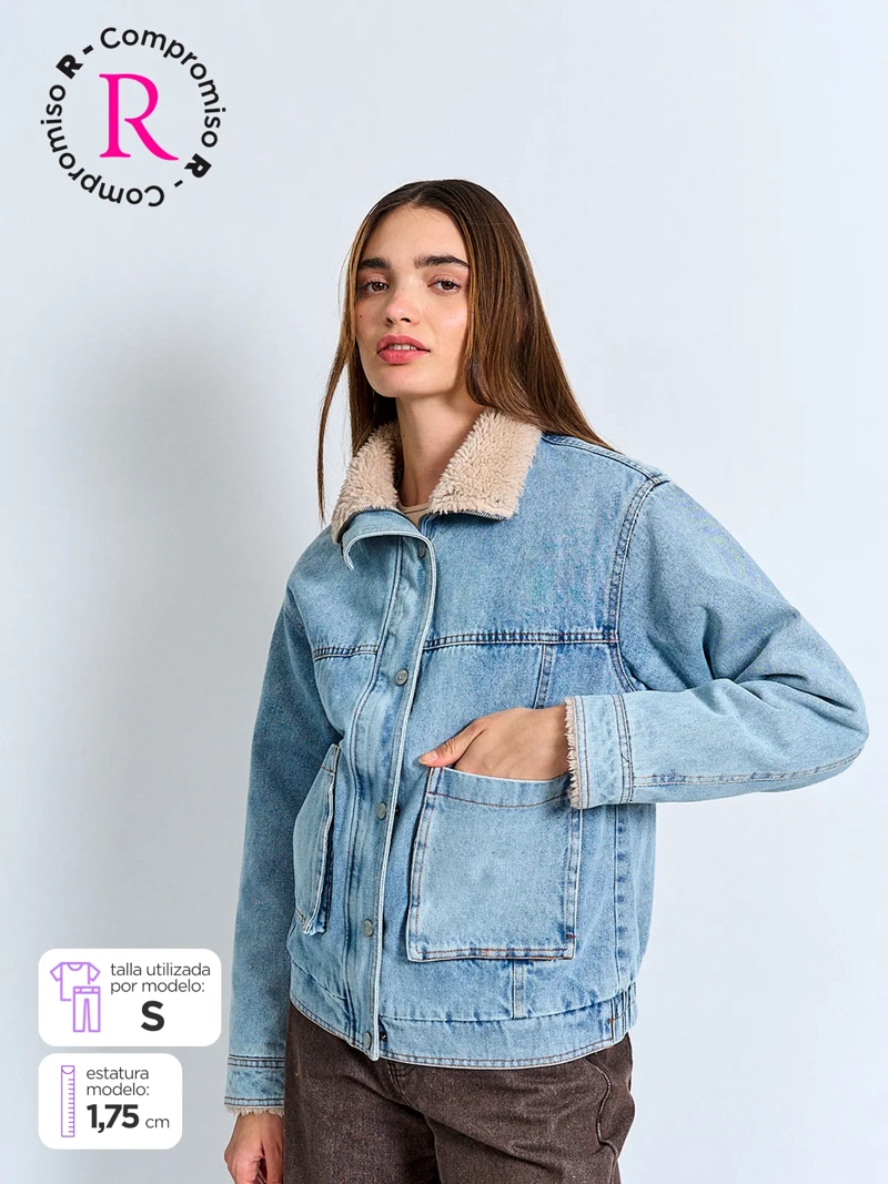 CHAQUETA MUJER AEROPOSTALE ALGODÓN DENIM SHERPA - 1