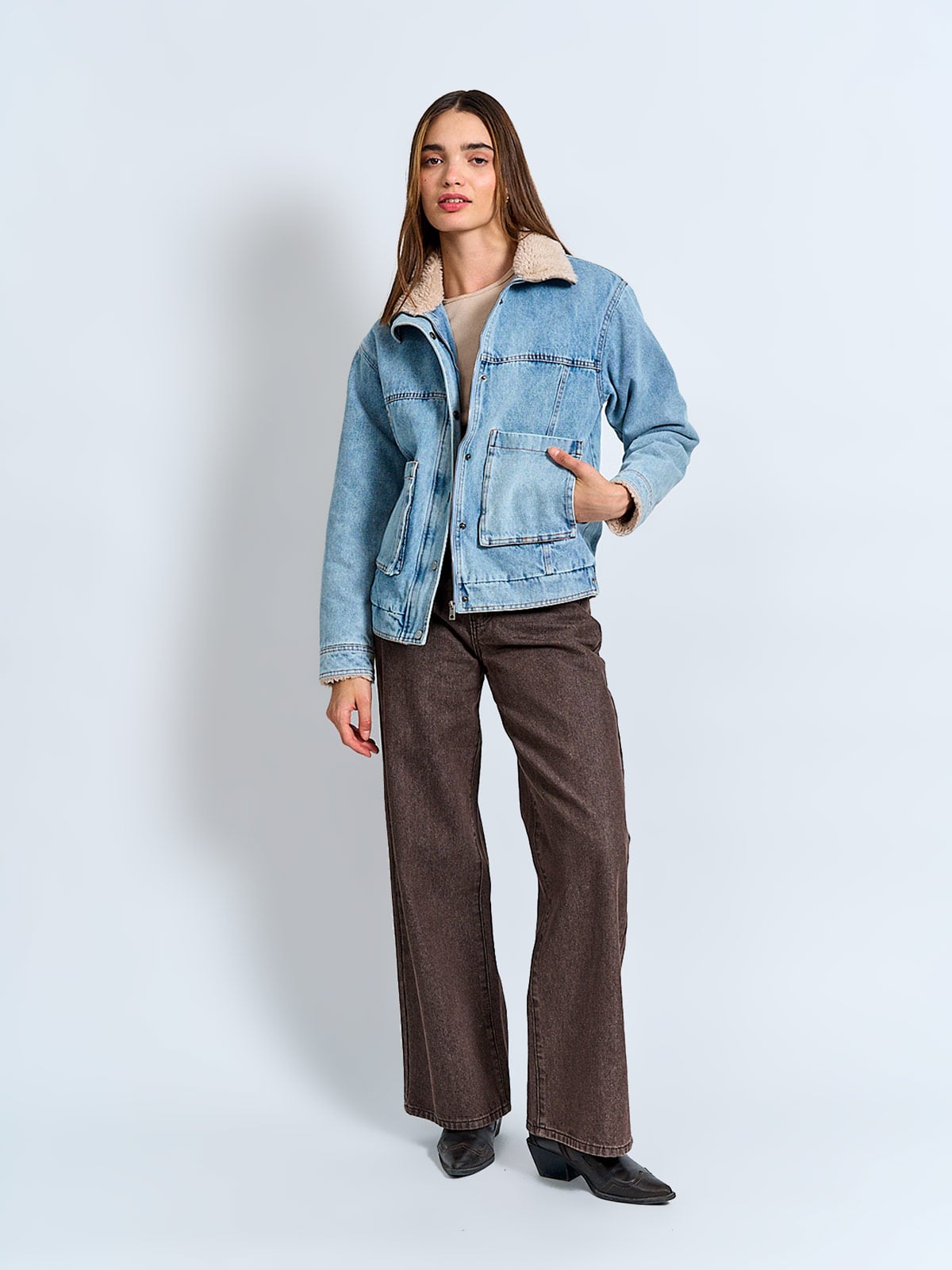 CHAQUETA MUJER AEROPOSTALE ALGODÓN DENIM SHERPA - 4