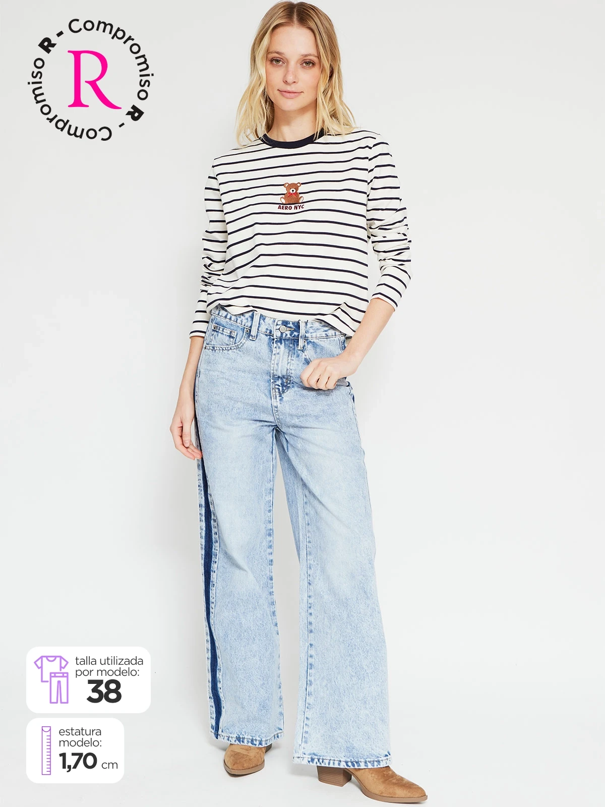JEANS MUJER AEROPOSTALE ALGODÓN WIDELEG - 1