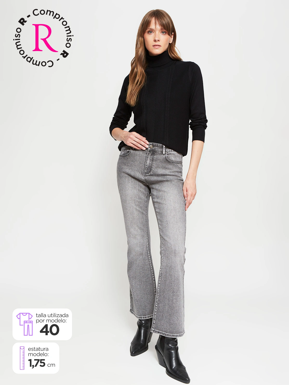 JEANS MUJER AZIZ ALGODÓN FLARE - 1