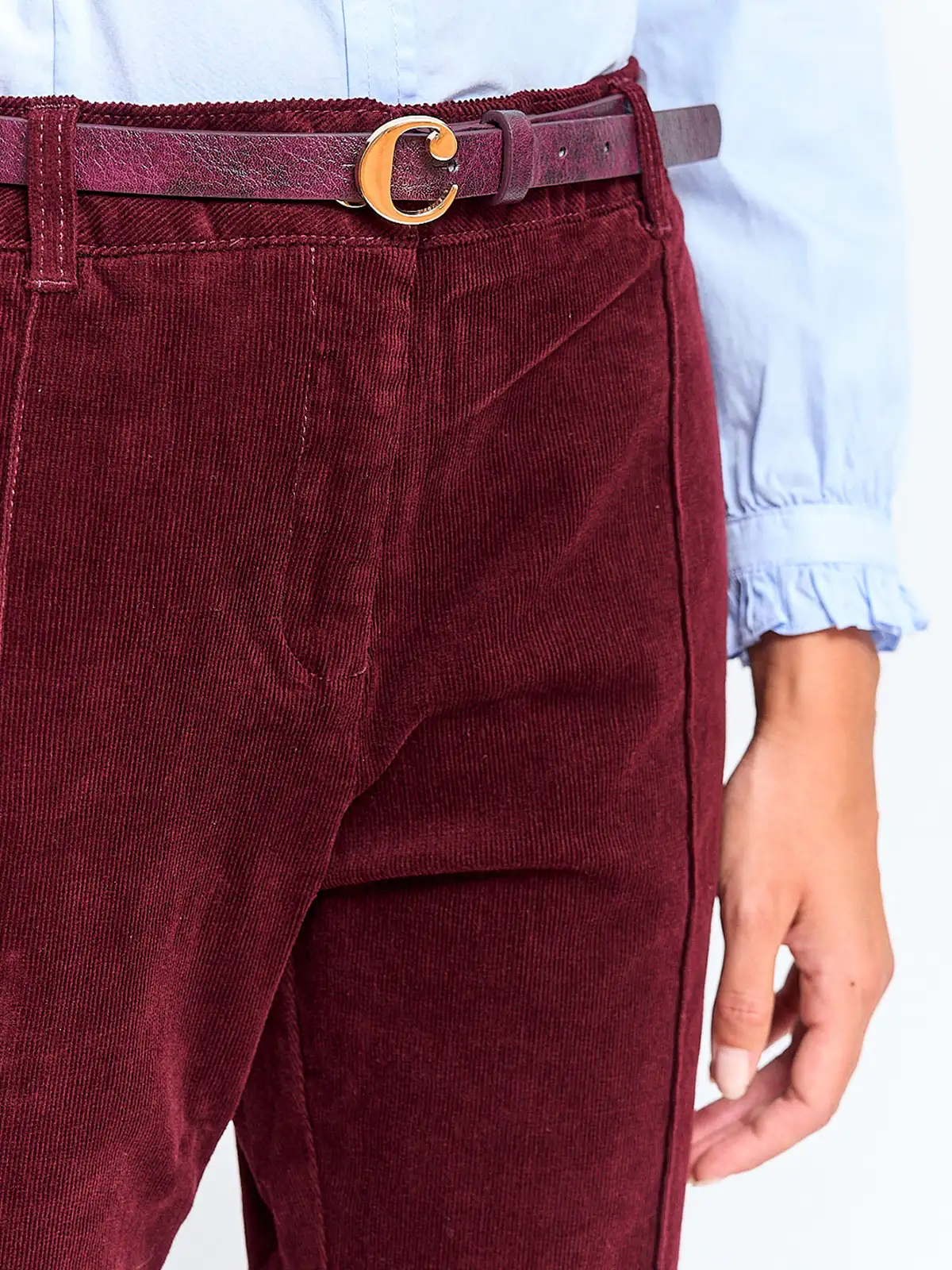 PANTALÓN MUJER CACHAREL ALGODÓN COTELÉ CINTURÓN - 4