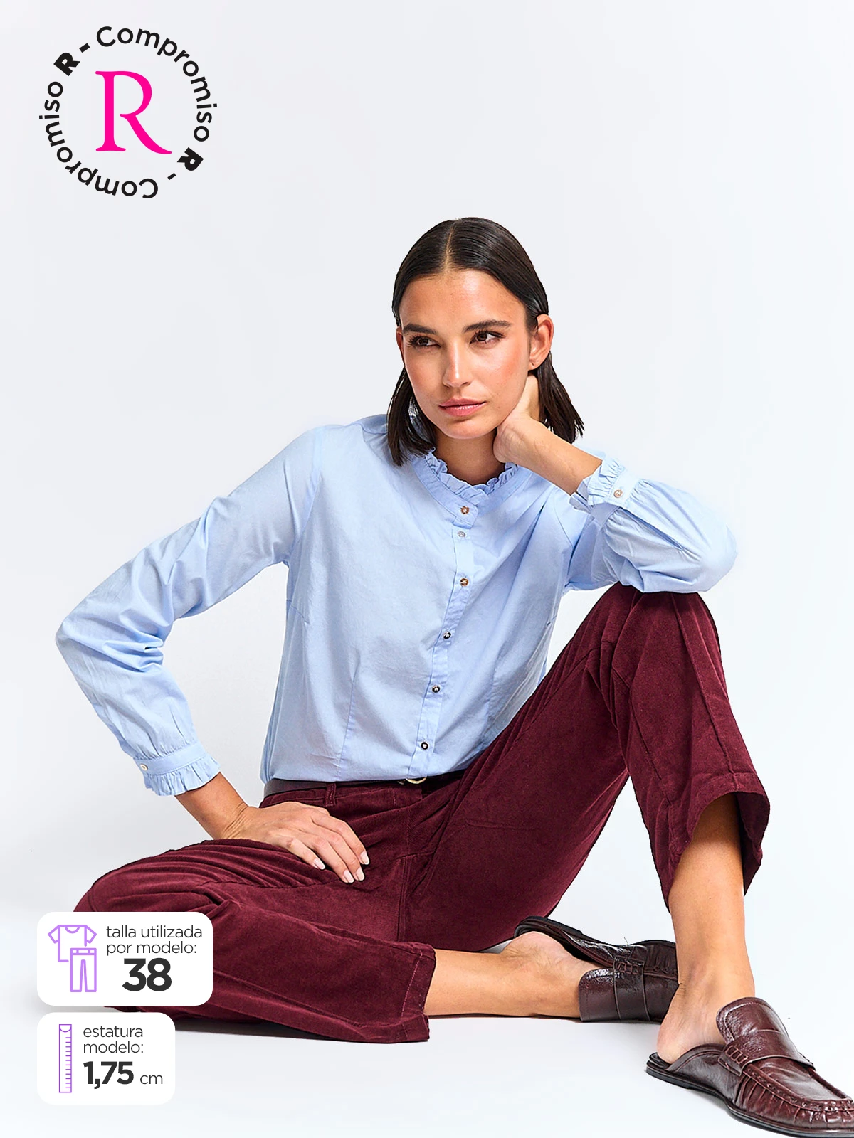 PANTALÓN MUJER CACHAREL ALGODÓN COTELÉ CINTURÓN