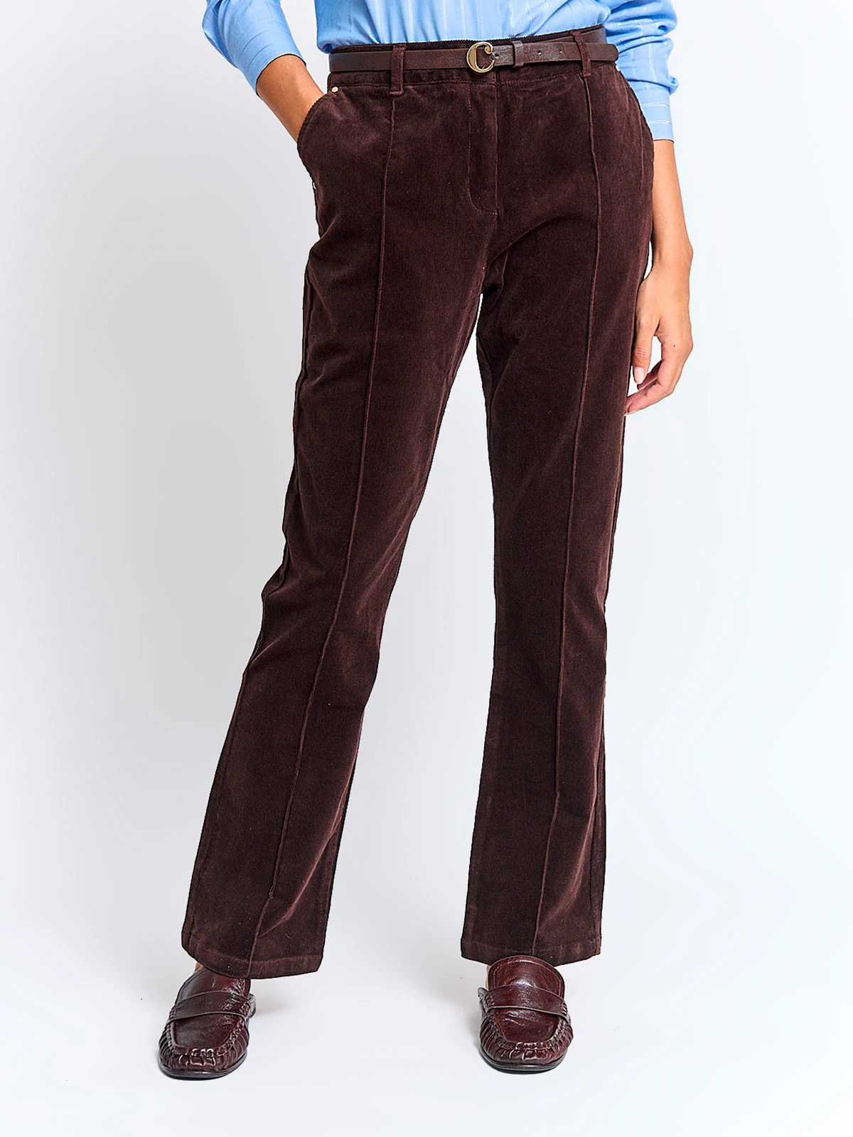 PANTALÓN MUJER CACHAREL ALGODÓN COTELÉ CINTURÓN - 2