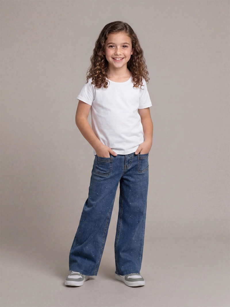 JEANS NIÑA HARVEST WIDE TACHAS - 1