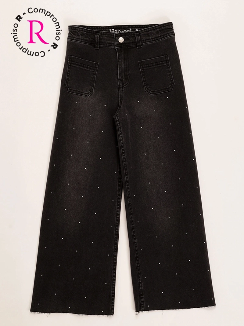 JEANS NIÑA HARVEST WIDE TACHAS - 1