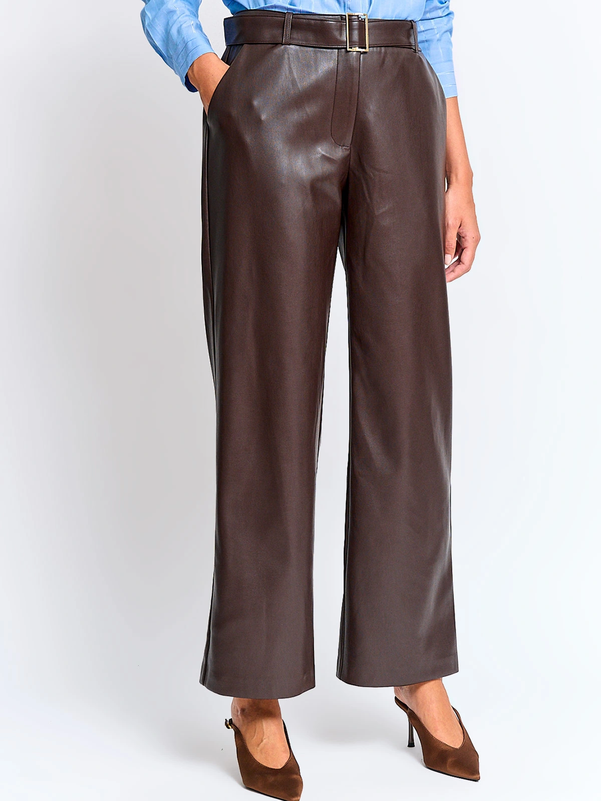 PANTALÓN MUJER CACHAREL TIPO CUERO CINTURÓN - 2