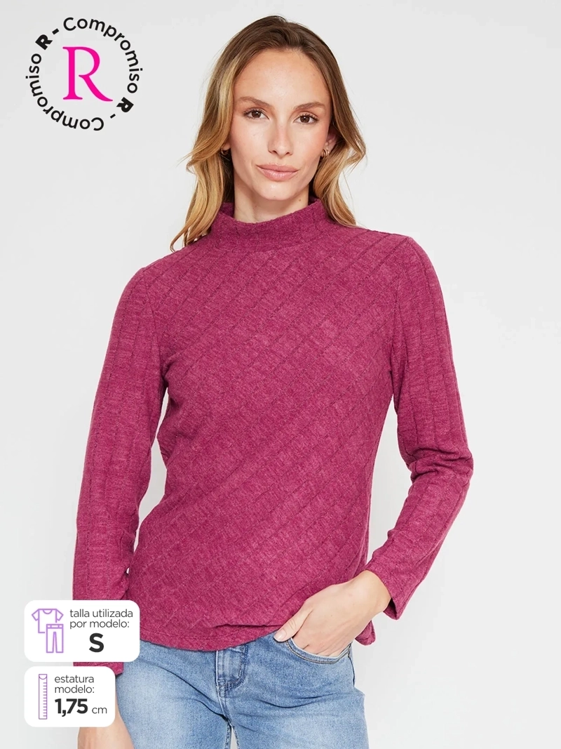 POLERA MUJER AZIZ CUELLO MOCK MANGA LARGA - 1