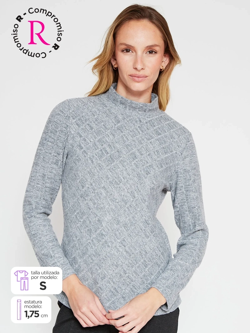 POLERA MUJER AZIZ CUELLO MOCK MANGA LARGA - 1