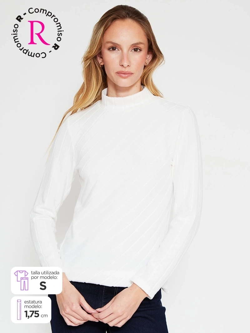 POLERA MUJER AZIZ CUELLO MOCK MANGA LARGA - 1