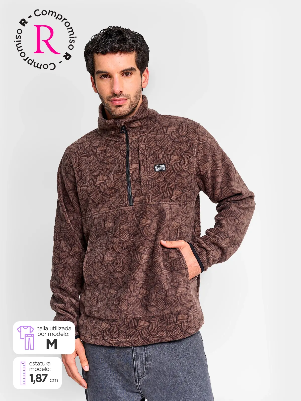 POLAR HOMBRE CLOUDBREAK HALF ZIPPER PRINT - 1