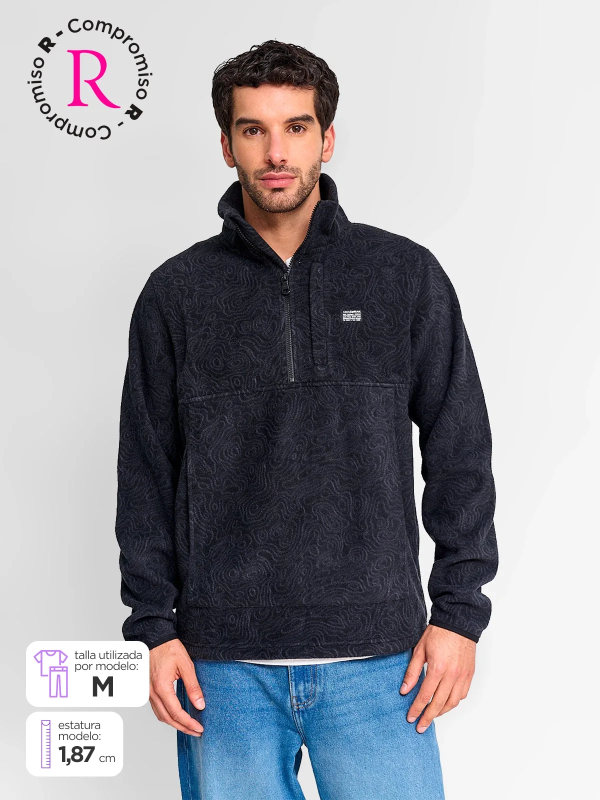 POLAR HOMBRE CLOUDBREAK HALF ZIPPER PRINT - 1