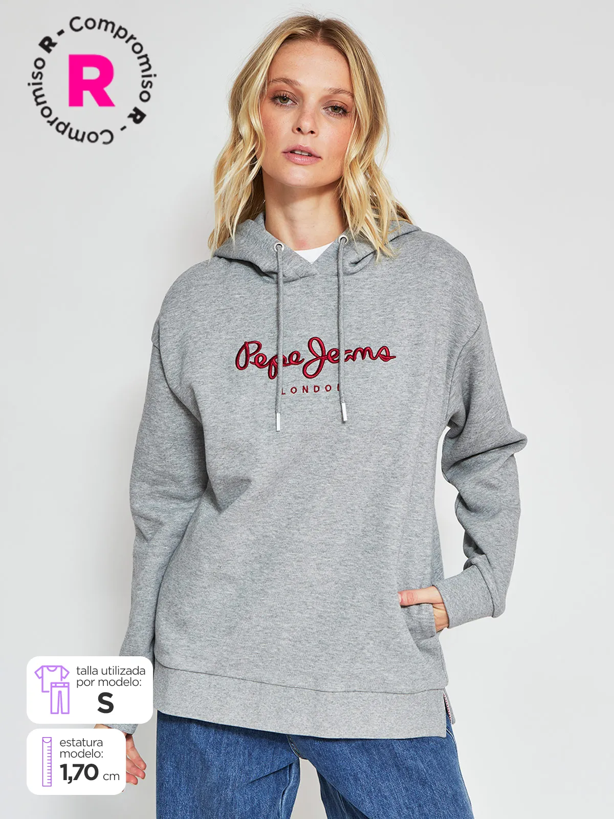 POLERÓN MUJER PEPE JEANS ALGODÓN CAPUCHA LOGO - 1