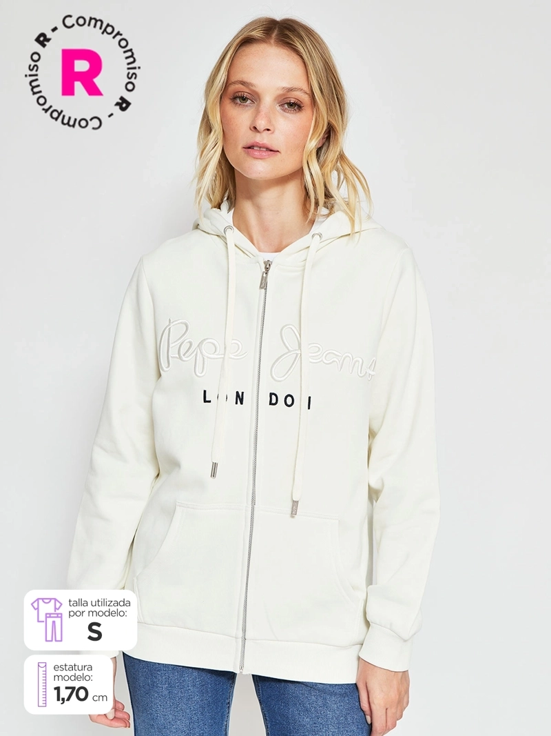 POLERÓN MUJER PEPE JEANS ALGODÓN CAPUCHA BORDADO - 1