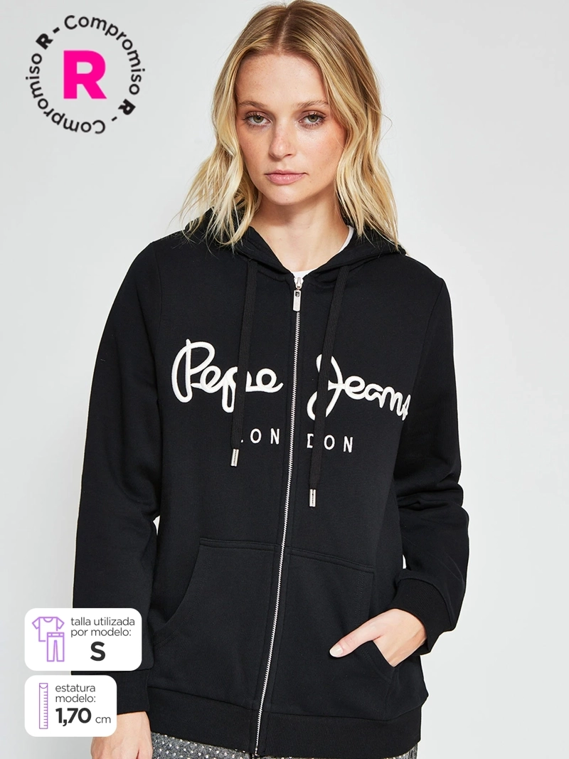 POLERÓN MUJER PEPE JEANS ALGODÓN CAPUCHA BORDADO - 1