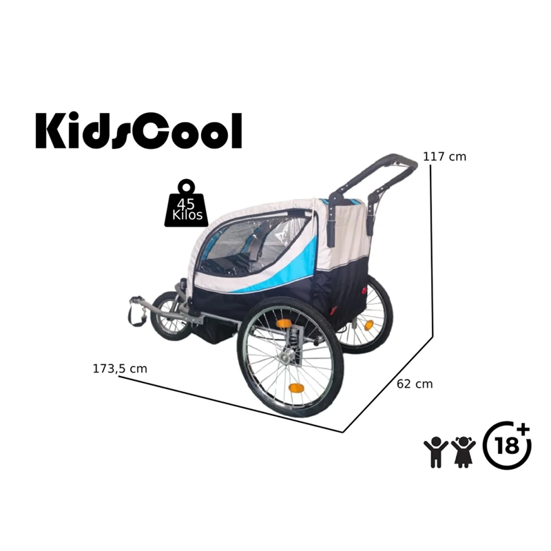 CARRO JOGGER AZUL BABY TRAILER DUPLEX - 6