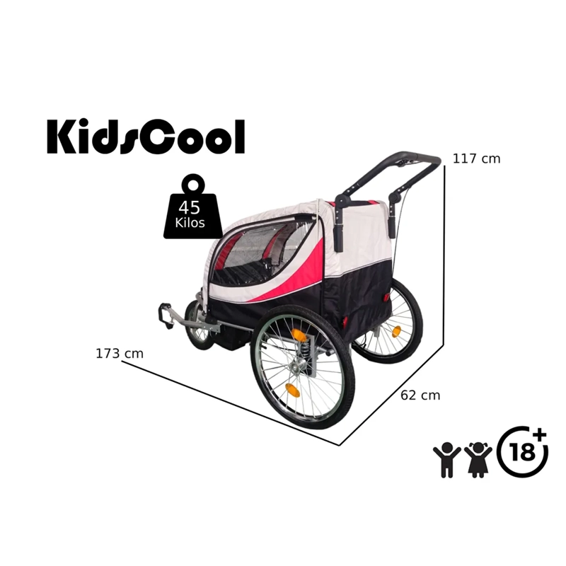CARRO JOGGER ROJO BABY TRAILER DUPLEX - 6