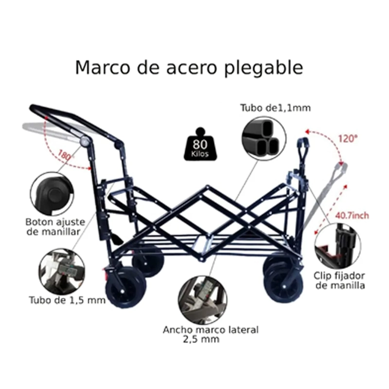 CARRO WAGON PLEGABLE AZUL - 7