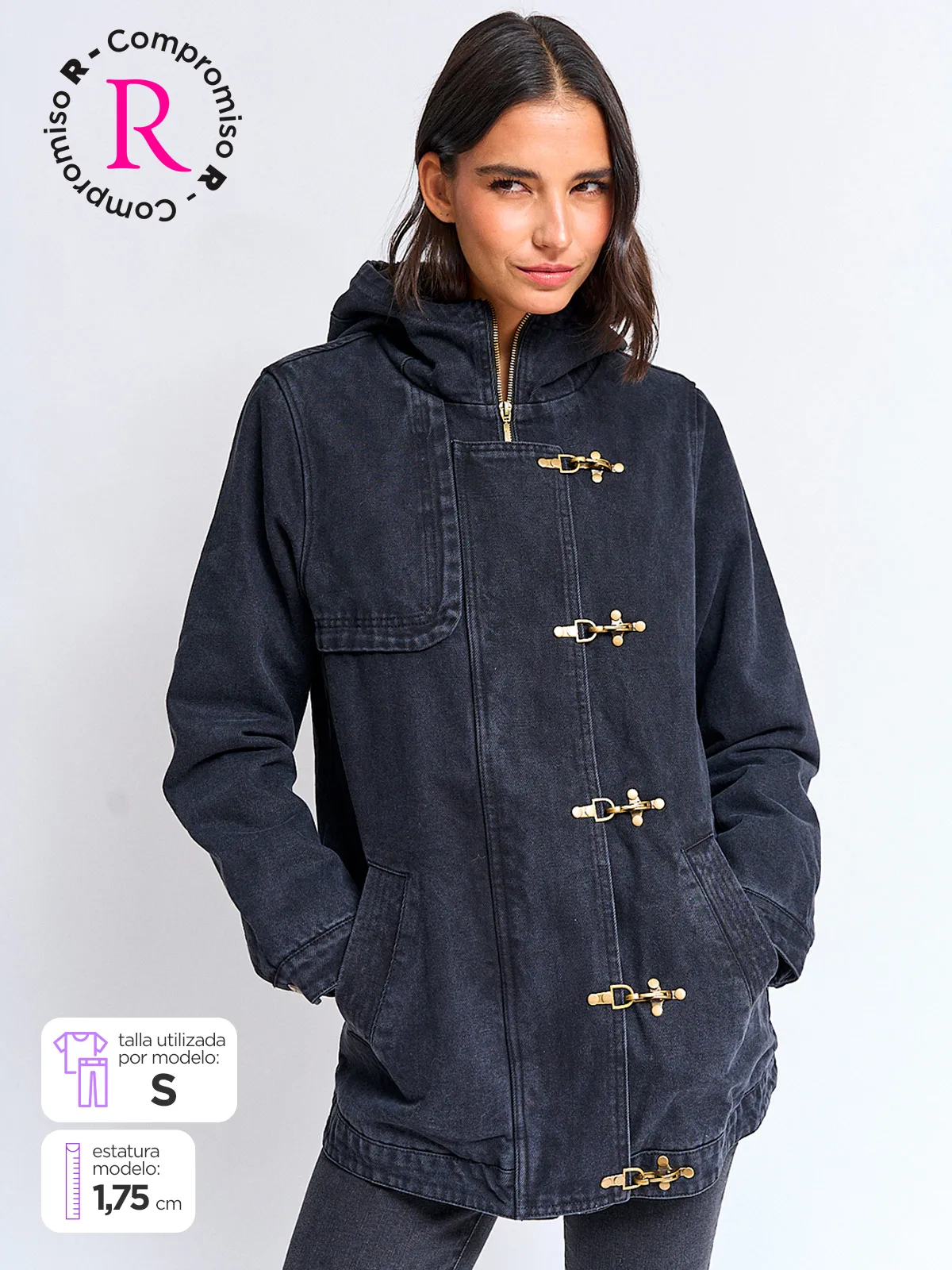 CHAQUETA MUJER TATIENNE ALGODÓN CORTA DENIM PELUDA - 1