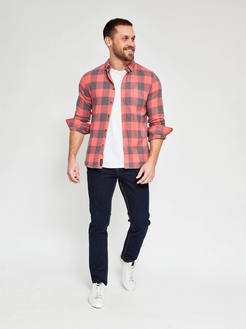 CAMISA HOMBRE BARBADOS ALGODÓN MANGA LARGA FRANELA - 4