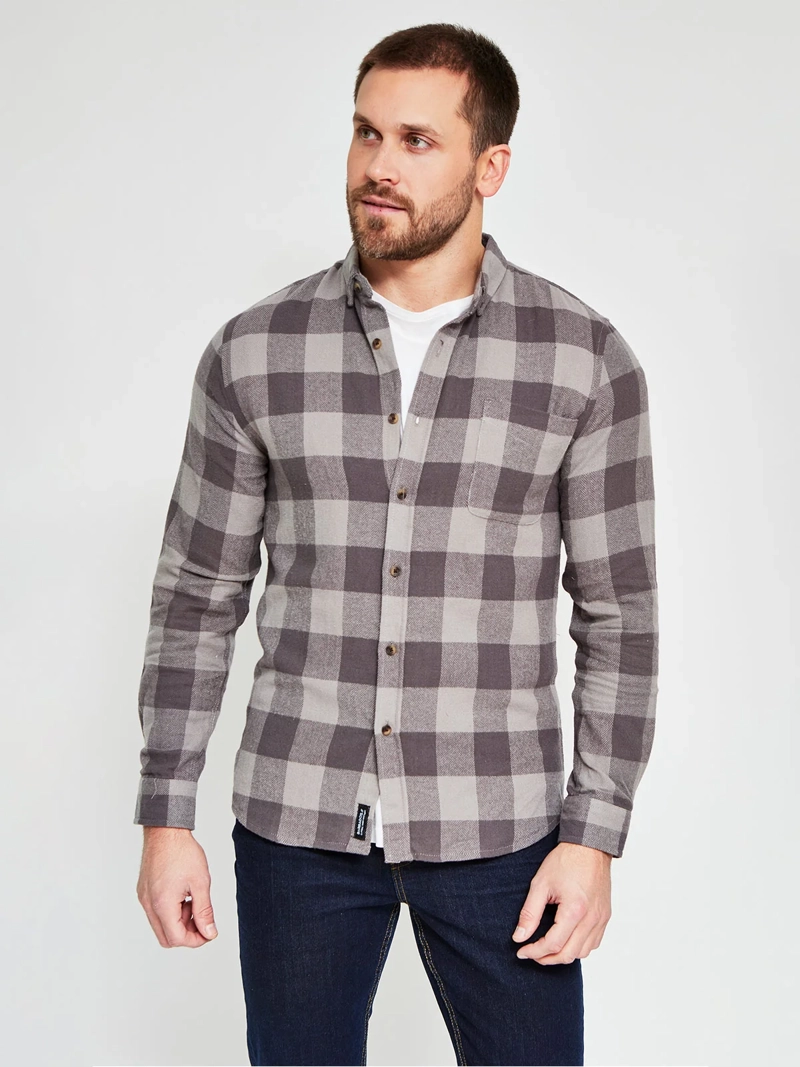 CAMISA HOMBRE BARBADOS ALGODÓN MANGA LARGA FRANELA - 1
