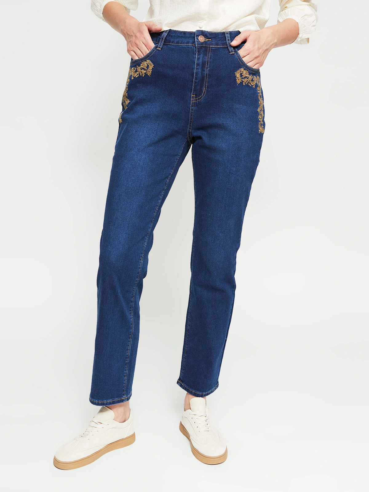 JEANS MUJER AZIZ ALGODÓN REGULAR BORDADO - 2