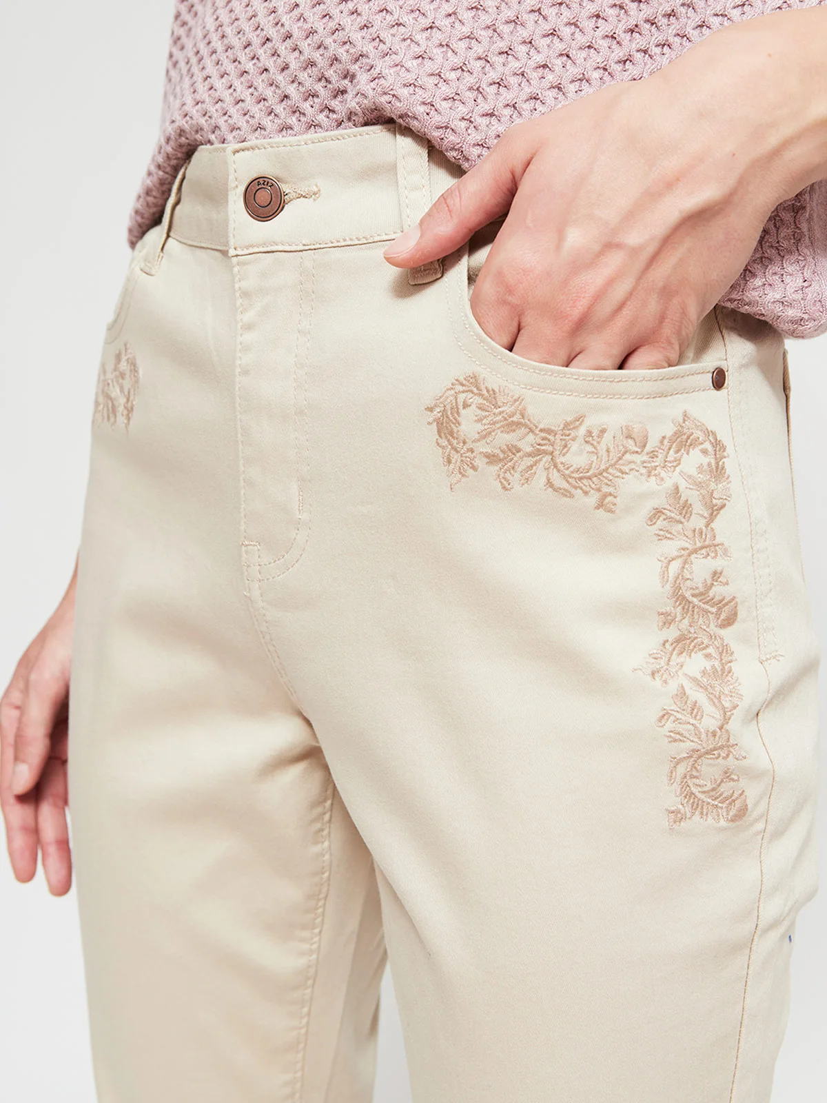 JEANS MUJER AZIZ ALGODÓN REGULAR BORDADO - 4